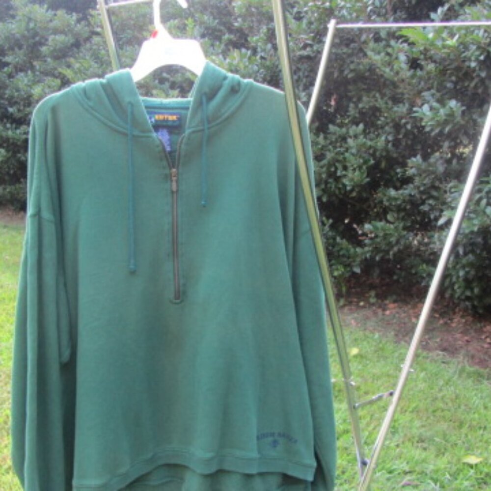 Eddie Bauer EbTek fleece hoodie, forest green 1/2 zip front size 2X, XXL